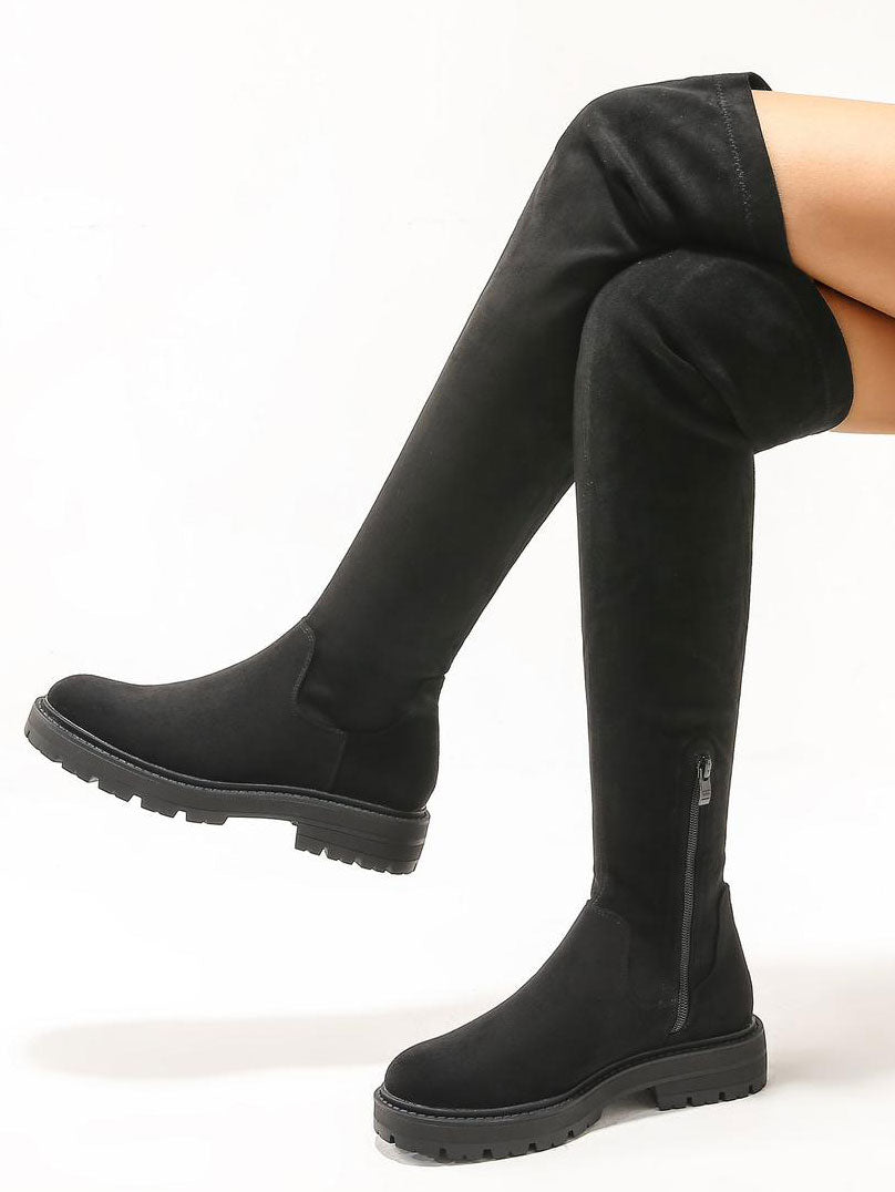 Uma - Overknee stövlar i mockaimitation